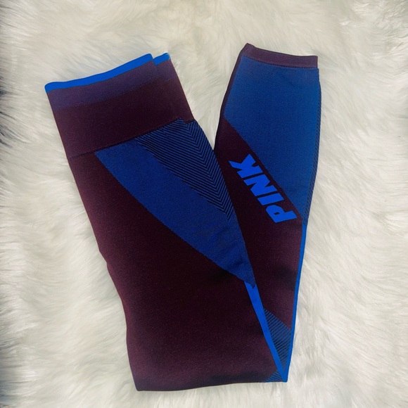 Victoria Secret Pink Cool & Comfy Legging Cobalt Blue Seamless Tight Pants NWT M - Picture 9 of 12